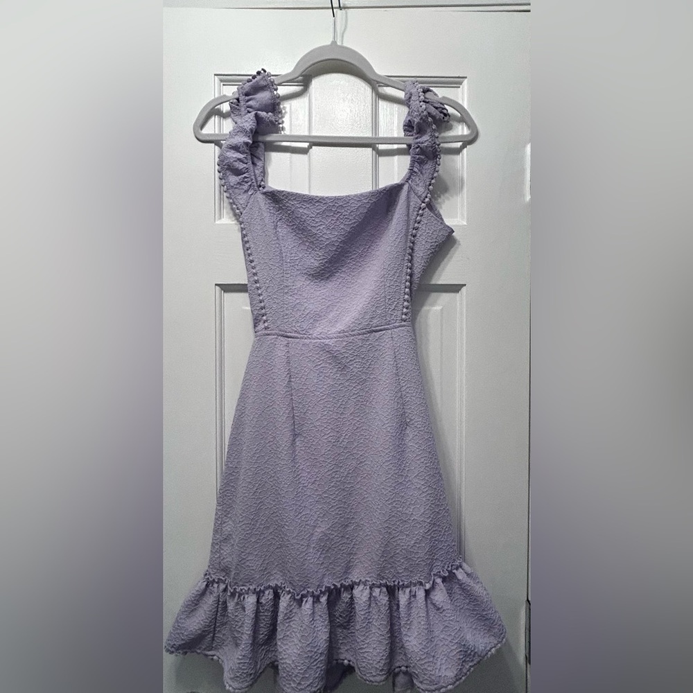 Women's Boho Backless Knot Ruffle Hem High Waist Trim Textured Mini Dress